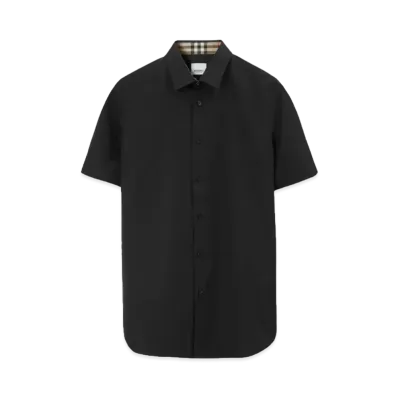 Burberry Men's Embroidered EKD Stretch Cotton Shirt "Black"