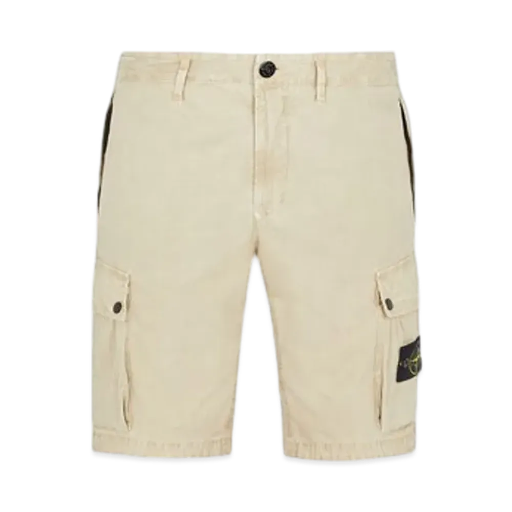 Stone Island L11WA Old Treatment Slim Fit Cargo Bermuda Shorts - 24SS "Sand"