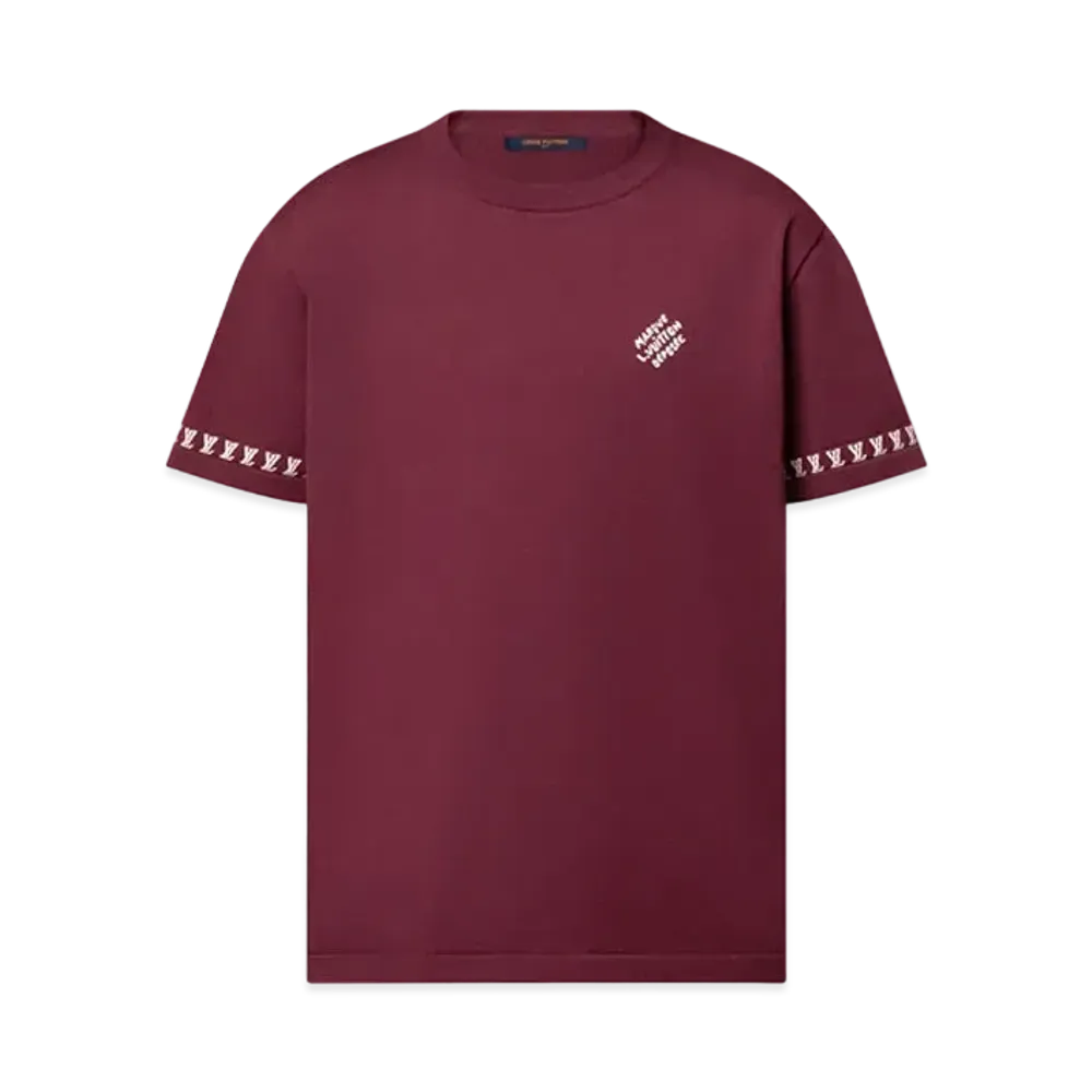 Louis Vuitton Signature Short-Sleeved Cotton Crewneck "Burgundy"
