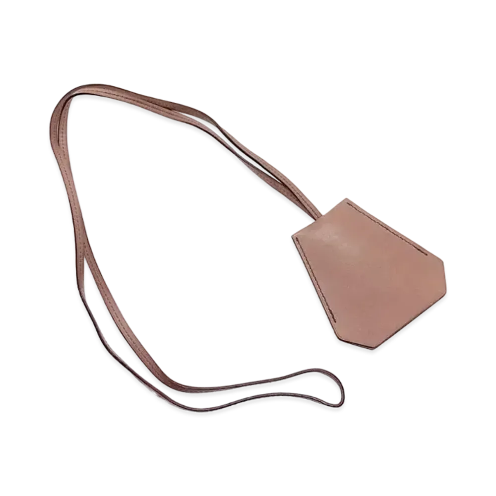 Hermes Clochette Leather Key Ring Necklace "Rose Beige"