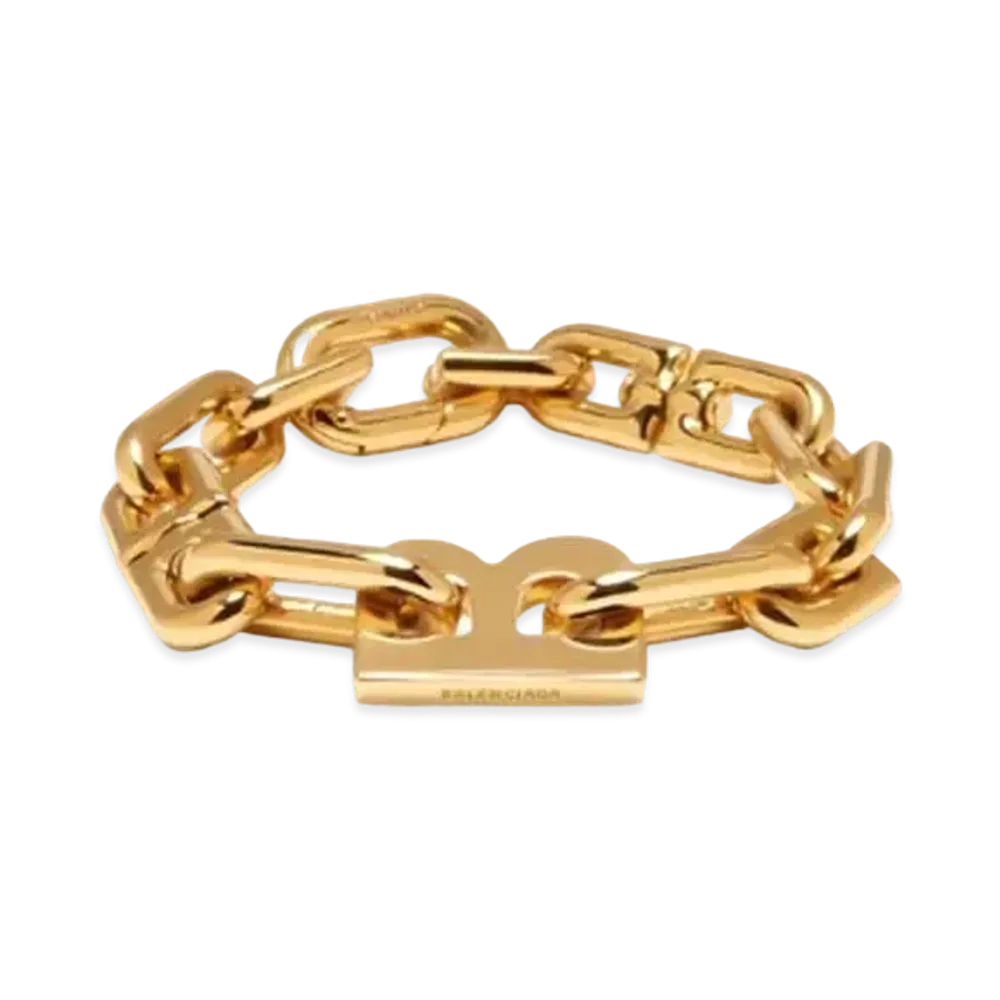 BALENCIAGA B Chain Thin Bracelet "Shiny Gold"