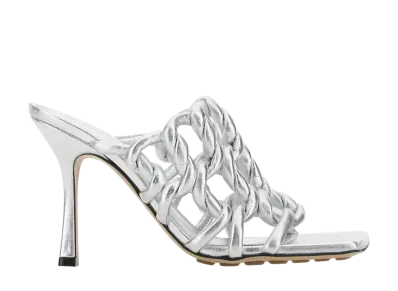 Bottega Veneta Women's Silver Leather Stretch Mules "Silver"