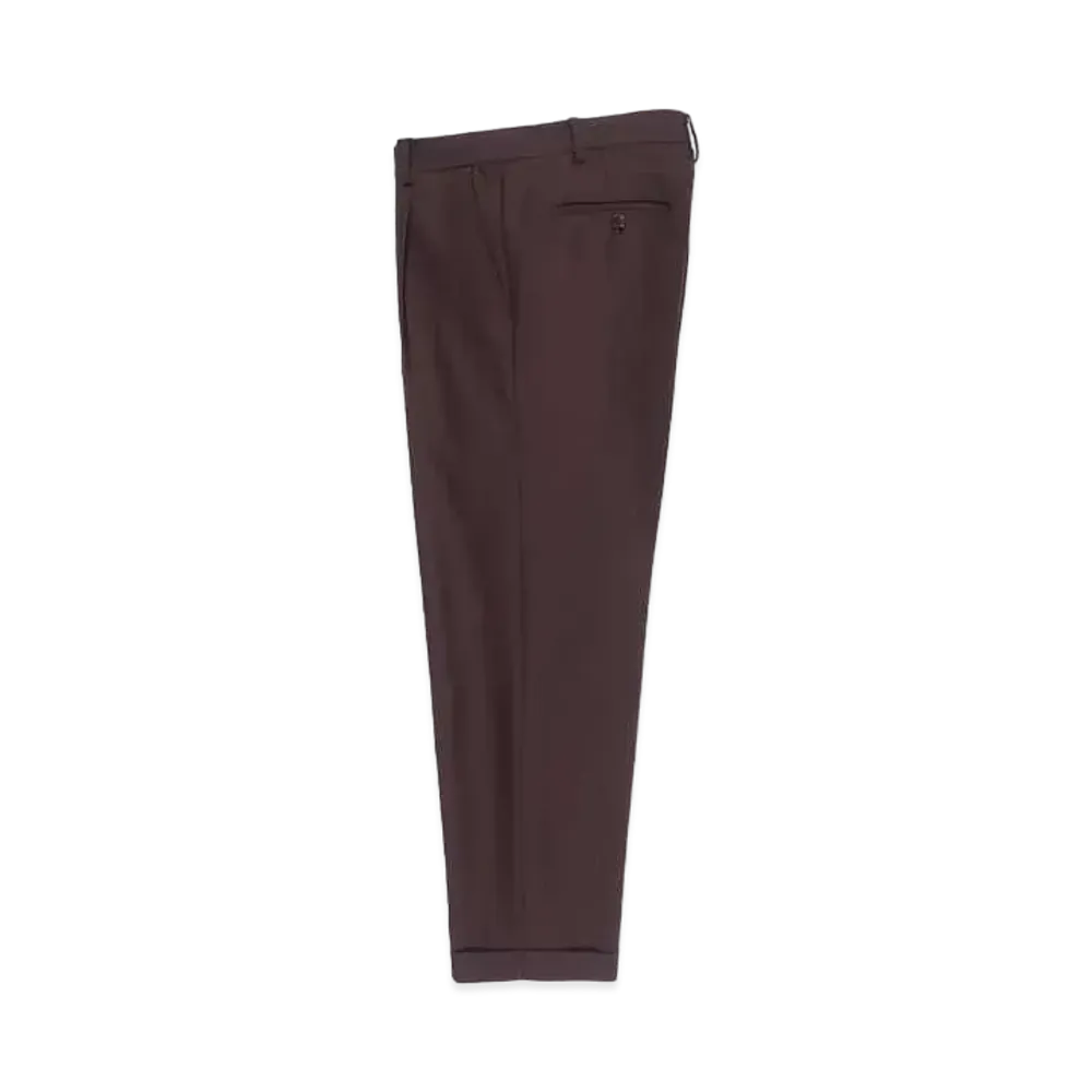 WACKO MARIA DORMEUIL / Pleated Trousers (Type-1) , Straight Trousers "Dark Brown"