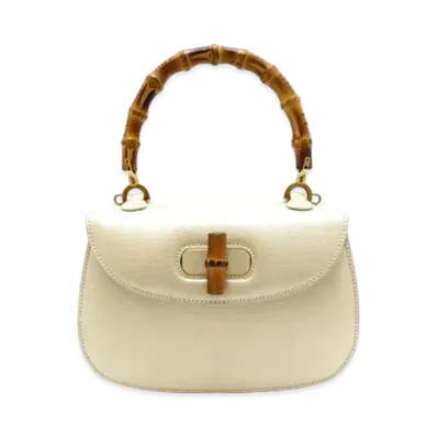 GUCCI Classic Bamboo Leather Small Bag "White"