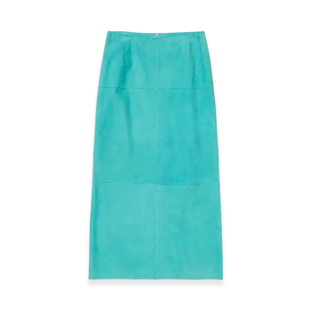 AURALEE Lamb Suede Skirt "Aqua Blue"