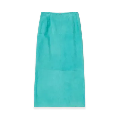 AURALEE Lamb Suede Skirt "Aqua Blue"