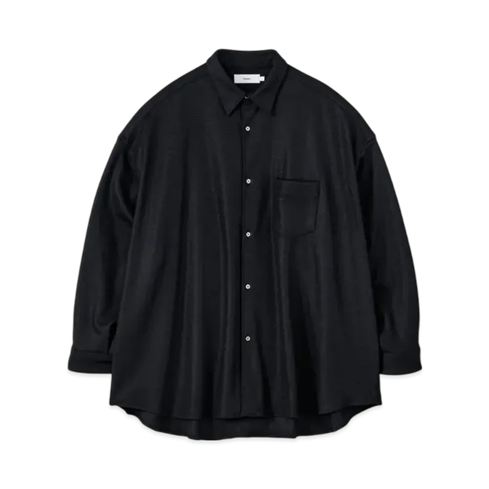 Graphpaper Wool Smooth Flannel Oversized Regular Collar Shirt "Black"