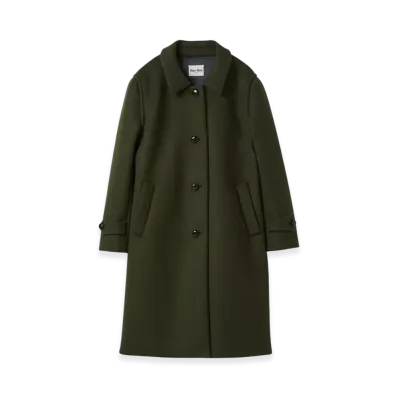 MIU MIU Women's Single Breasted Loden Cloth Coat "Loden Green"