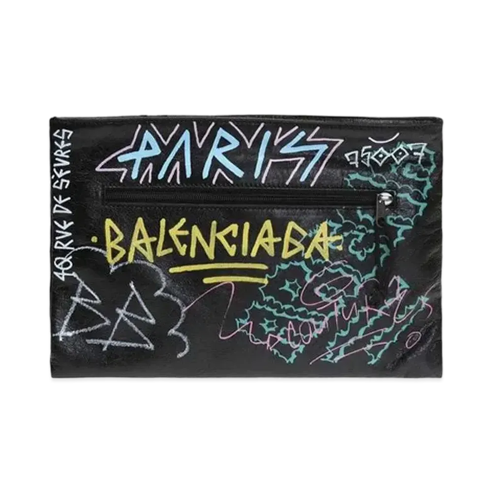 BALENCIAGA Graffiti Explorer Clutch Bag