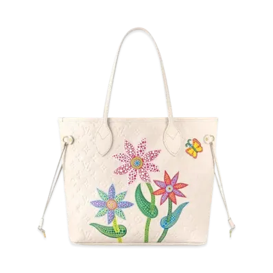 Louis Vuitton x Yayoi Kusama Neverfull MM Monogram Empreinte Leather Flowers "Quartz"