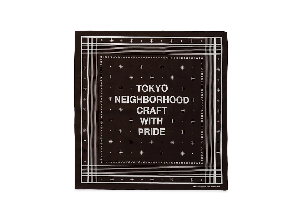 NEIGHBORHOOD Line Pattern Bandana "Brown"