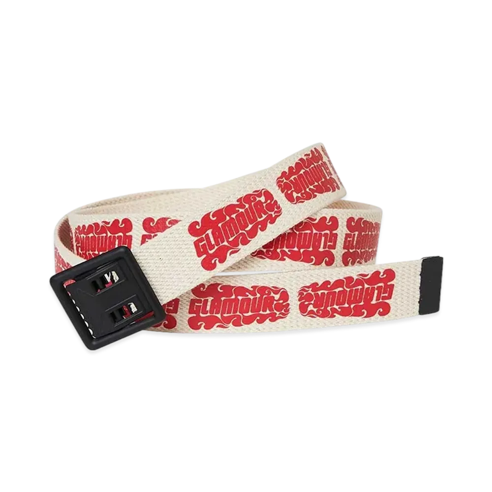 HYSTERIC GLAMOUR Flame Logo Tape Belt "White"