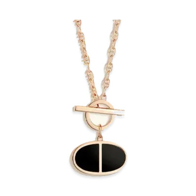 Hermes Chaine D'ancre Verso Pendant GM "Pink Gold/Black Ceramic"