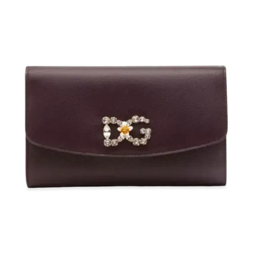 Dolce&Gabbana Mini Bag Dauphine Calfskin DG Rhinestone Logo "Violet"