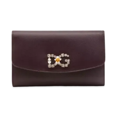 Dolce&Gabbana Mini Bag Dauphine Calfskin DG Rhinestone Logo "Violet"