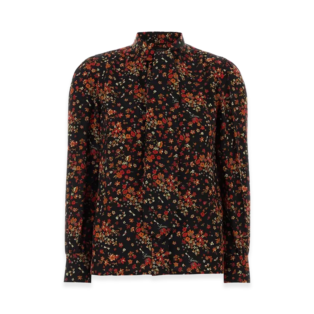 GUCCI Women's Crepe Shirt "Black/Multi"