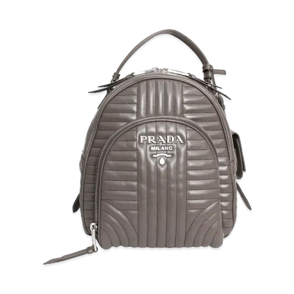 PRADA Diagramme Leather Backpack "Gray"