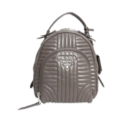 PRADA Diagramme Leather Backpack "Gray"