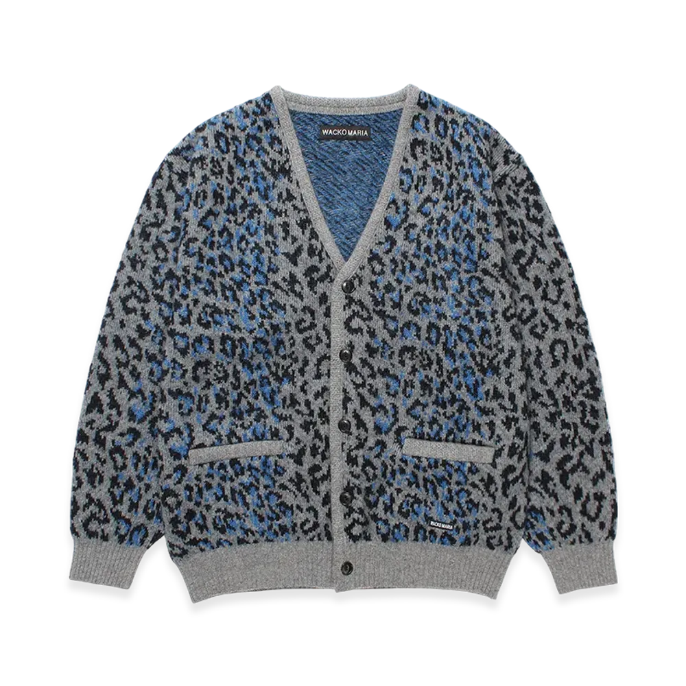 WACKO MARIA Leopard Mohair Jacquard Knit Cardigan "Gray"