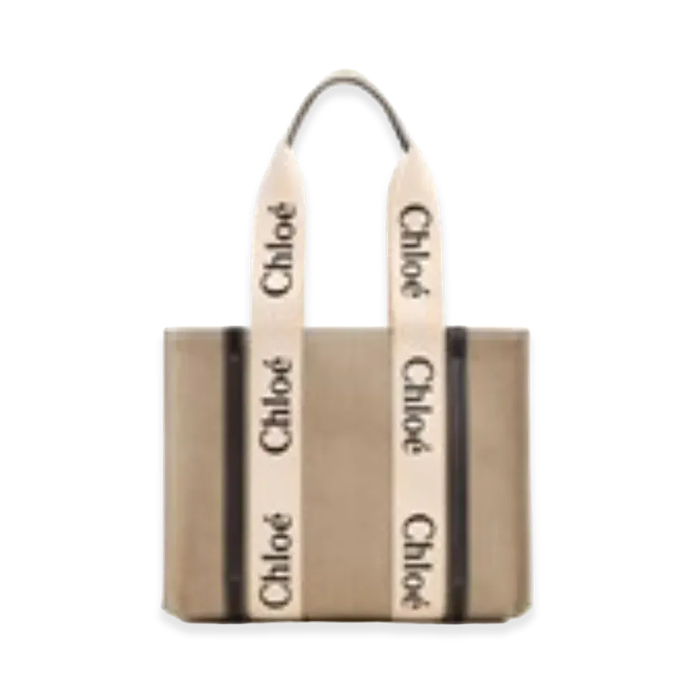 Chloe Women's Canvas Medium Woody Shopping Bag "Beige"