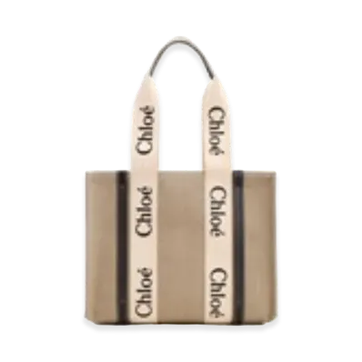Chloe Women's Canvas Medium Woody Shopping Bag "Beige"