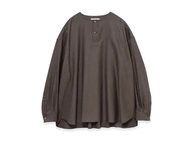 Graphpaper Melange Matt Worsted Collarless Shirt "Brown"