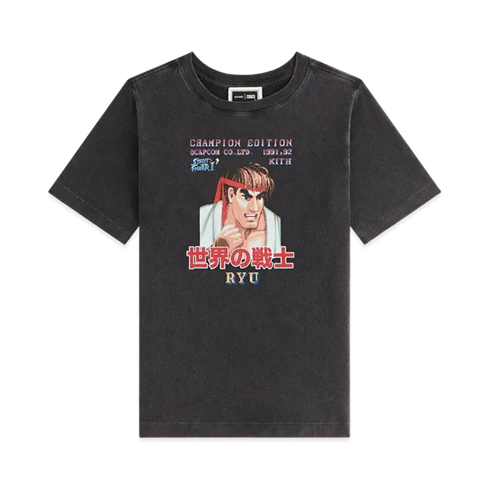 Kith x Capcom Kids Ryu Champion Vintage Tee "Black"