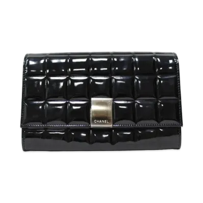 CHANEL Chocolate Bar Long Wallet "Black"