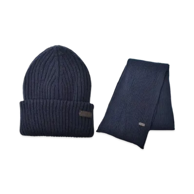 Barbour Crim Beanie Scarf Gift Set "Navy"