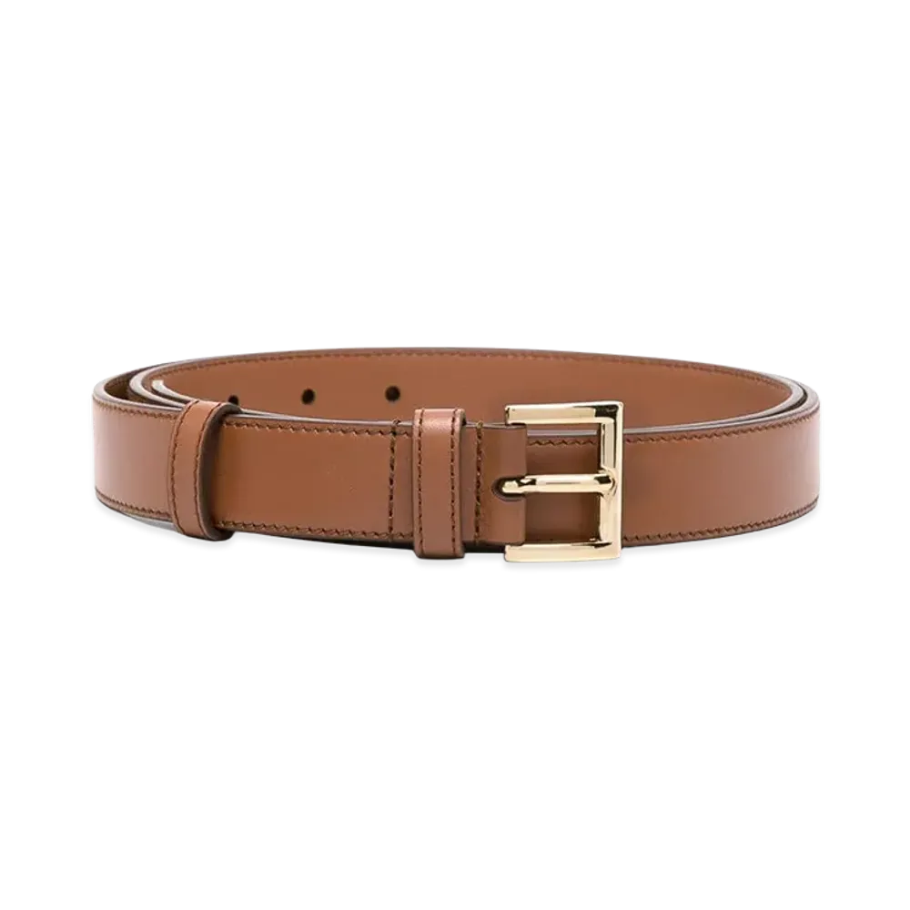 PRADA Wonen's Logo Plaque Leather Belt "Camel"