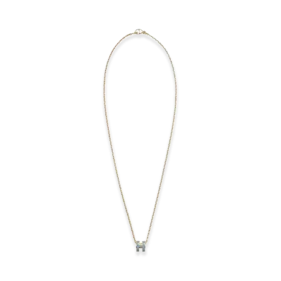 Hermes Mini Pop H Pendant "Gold/Bleu Lin"