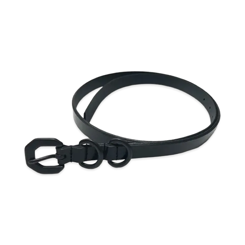 ANCELLM Narrow Leather Belt "Black"