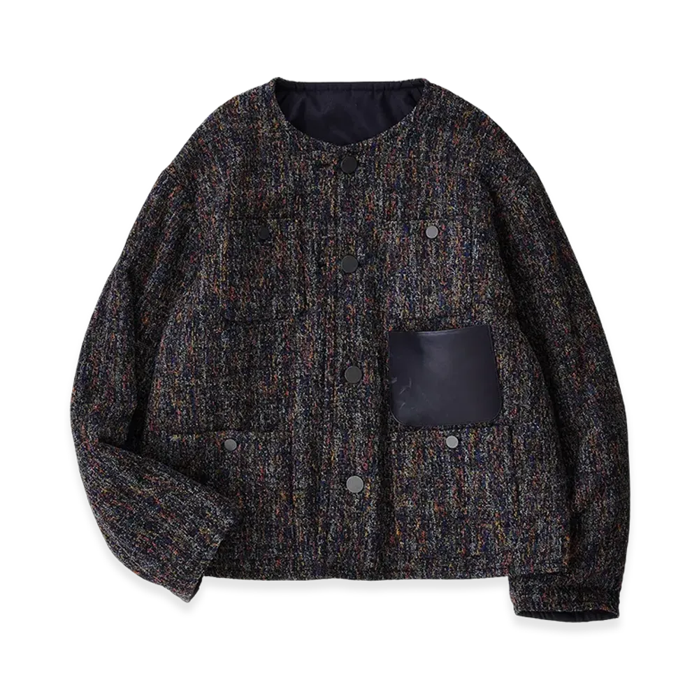 NICENESS Jeanne Multi - Colored Kasuri Short Jacket "Multi/Navy"
