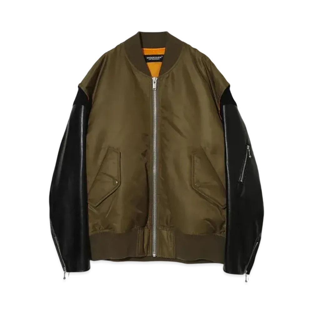 UNDERCOVER Leather Sleeve Nylon MA-1 "Khaki"
