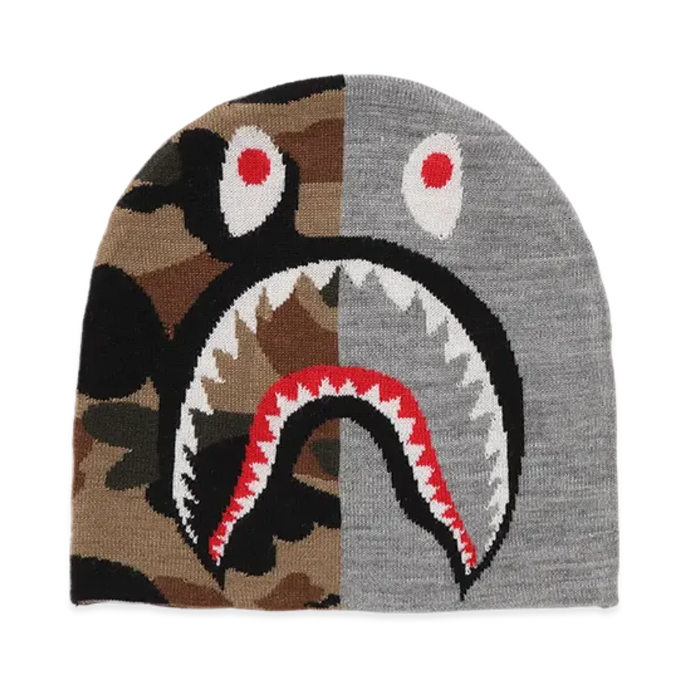 A BATHING APE Shark Knit Cap "Gray"