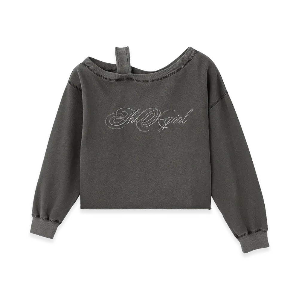 X-Girl Women's Faded Layered Shoulder Sweat Top "Black"