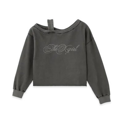 X-Girl Women's Faded Layered Shoulder Sweat Top "Black"
