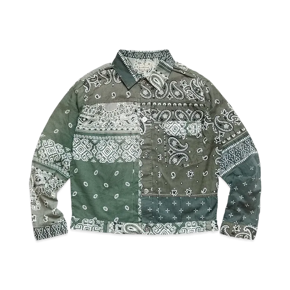 KAPITAL GAUZE BANDANA PATCHWORK 1ST JACKET "Khaki"