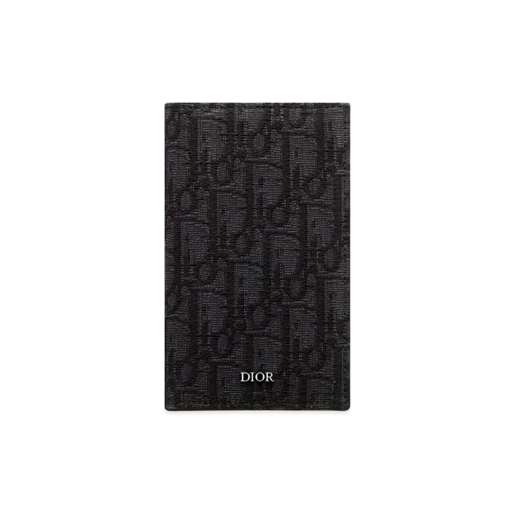 Dior Two-Folded Long Card Holder Dior Oblique Jacquard "Black"