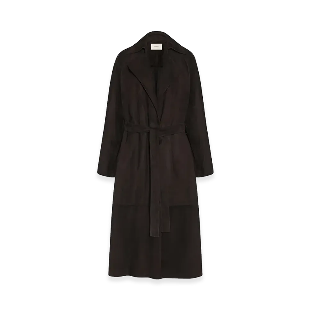 The Row Women's Solana Suede Coat "Dark Brown"