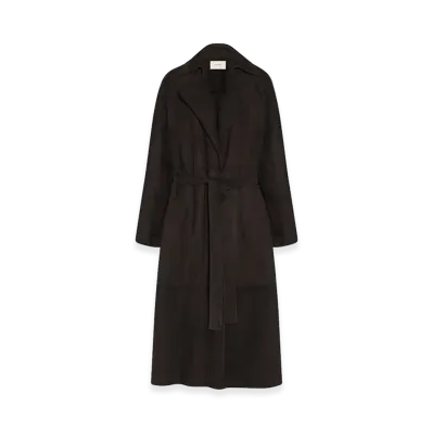 The Row Women's Solana Suede Coat "Dark Brown"