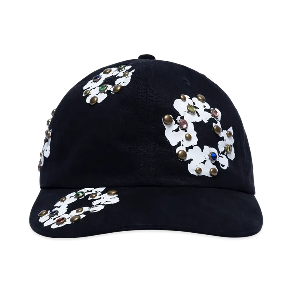 DENIM TEARS Rhinestone Cotton Wreath Cap "Black"