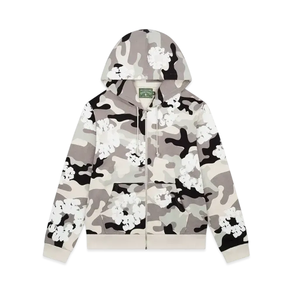 DENIM TEARS White Camo Cotton Wreath Zip Hoodie "Snow Camo"
