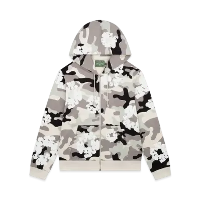 DENIM TEARS White Camo Cotton Wreath Zip Hoodie "Snow Camo"