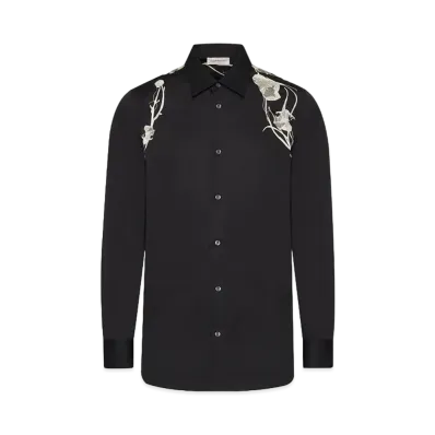 Alexander McQUEEN Pressed Flower Harness Shirt "Black"