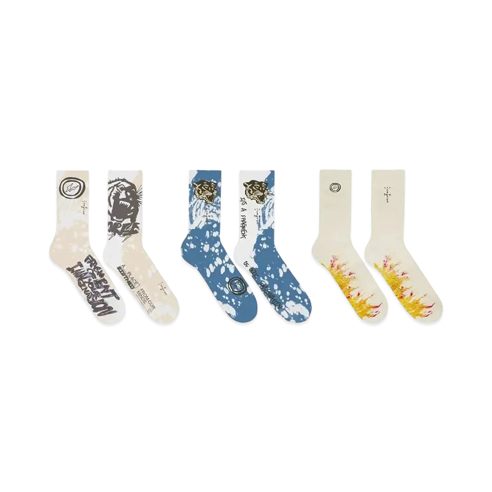 Travis Scott Cactus Jack For Fragment 3 Pack Socks 