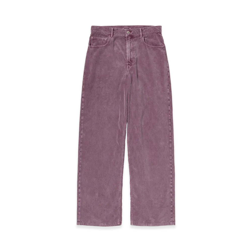 AURALEE Garment-Dyed Finx Corduroy 5P Wide Pants "Dusty Purple"