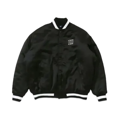 CITY COUNTRY CITY SATAIN VARSITY JACKET "BLACK"