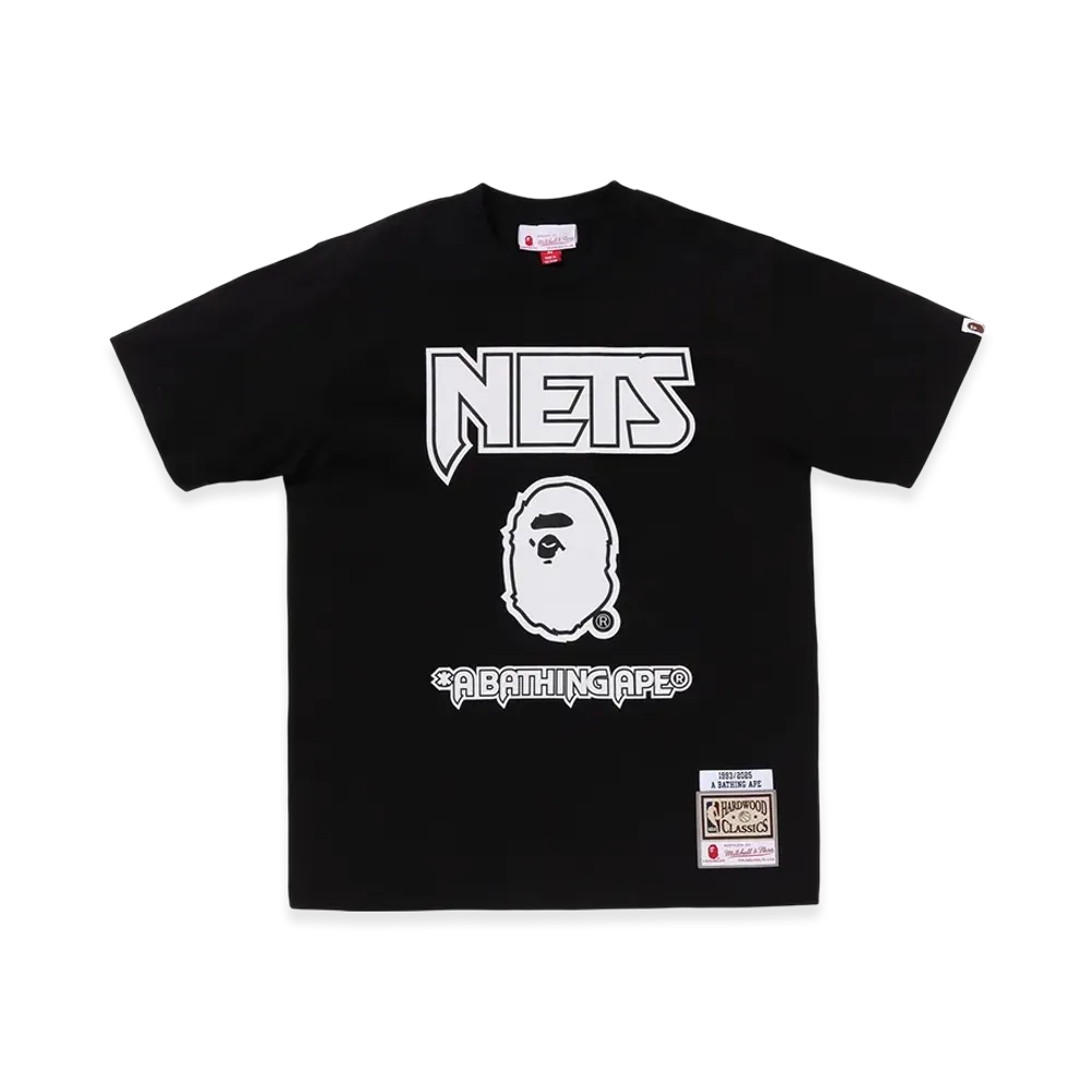 A BATHING APE x Mitchell & Ness x NBA New Jersey Nets Tee "Black"