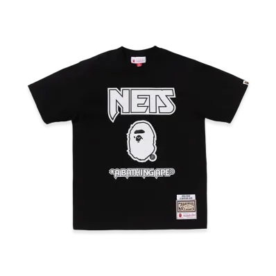 A BATHING APE x Mitchell & Ness x NBA New Jersey Nets Tee "Black"
